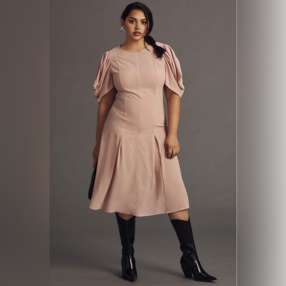 NWT By Anthropologie Modern Sheer Midi Dress in Violet Ice Size 24 Plus Size.